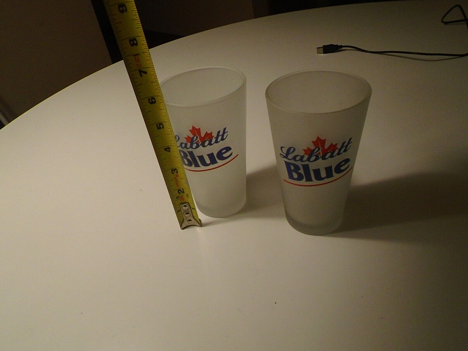 Labatt Blue  Canadian Pilsner 12oz Clear Beer Glass frosted lot of 2 clean Labatt Blue - фотография #5