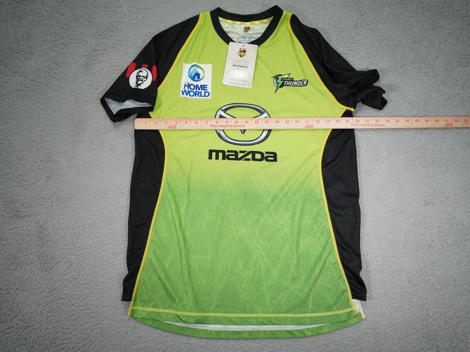 Majestic Sydney Thunder BBL Cricket Jersey Mens Large Sleeve Shirt KFC Majestic MST6425GT - фотография #10