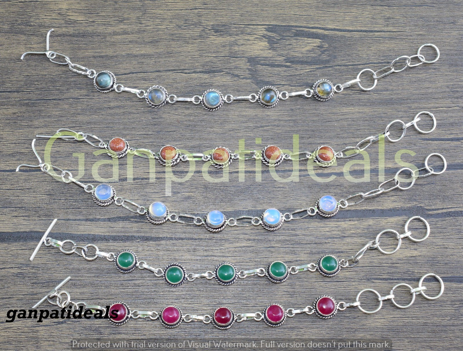 Opalite & Mix Gemstone Bracelet 5pcs Wholesale Lot 925 Silver Plated Lots Handmade - фотография #2