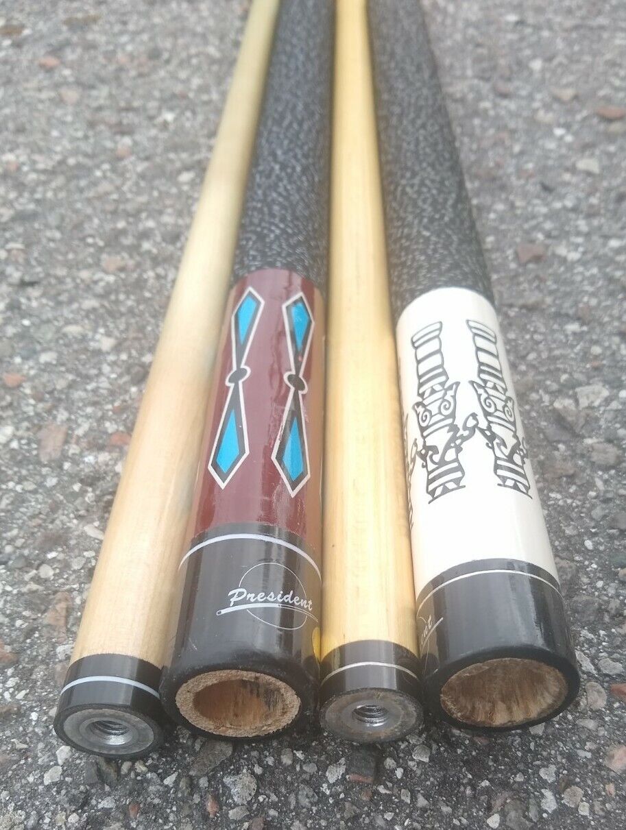 President Wood Pool Cue Stick Lot Of 2 Two Piece Billiards Repair As Is President Does Not Apply - фотография #3