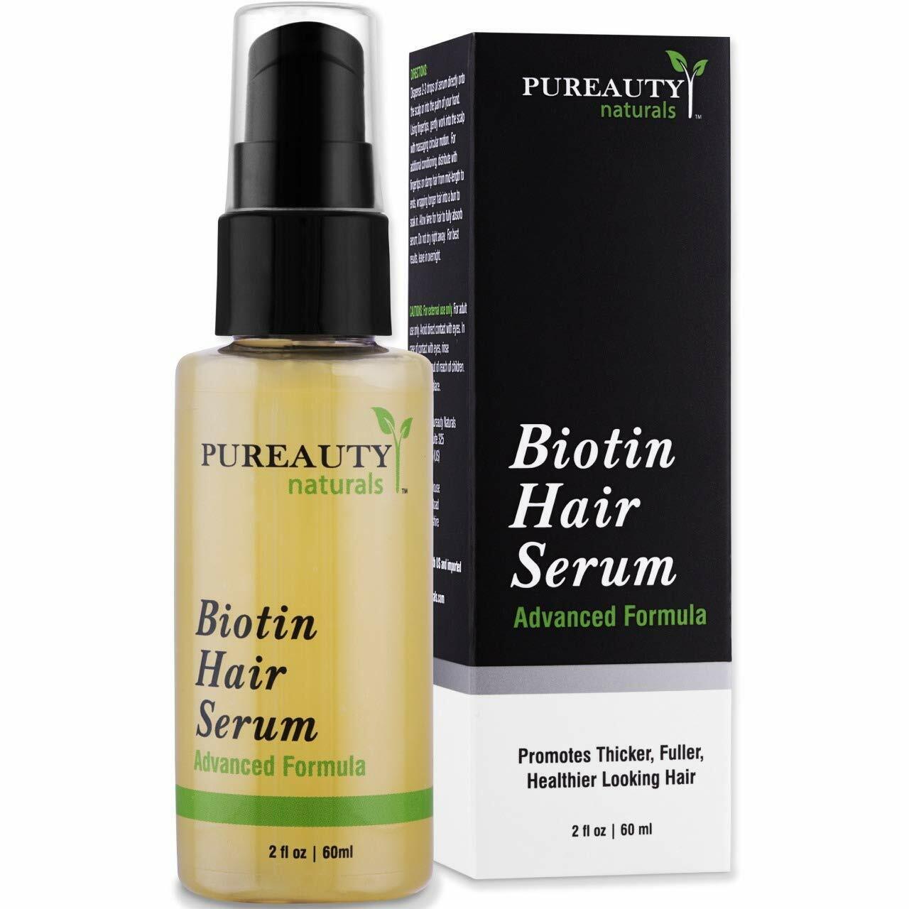Biotin Hair Growth Serum To Help Grow Healthy, Strong Hair for Men and Women Pureauty Naturals