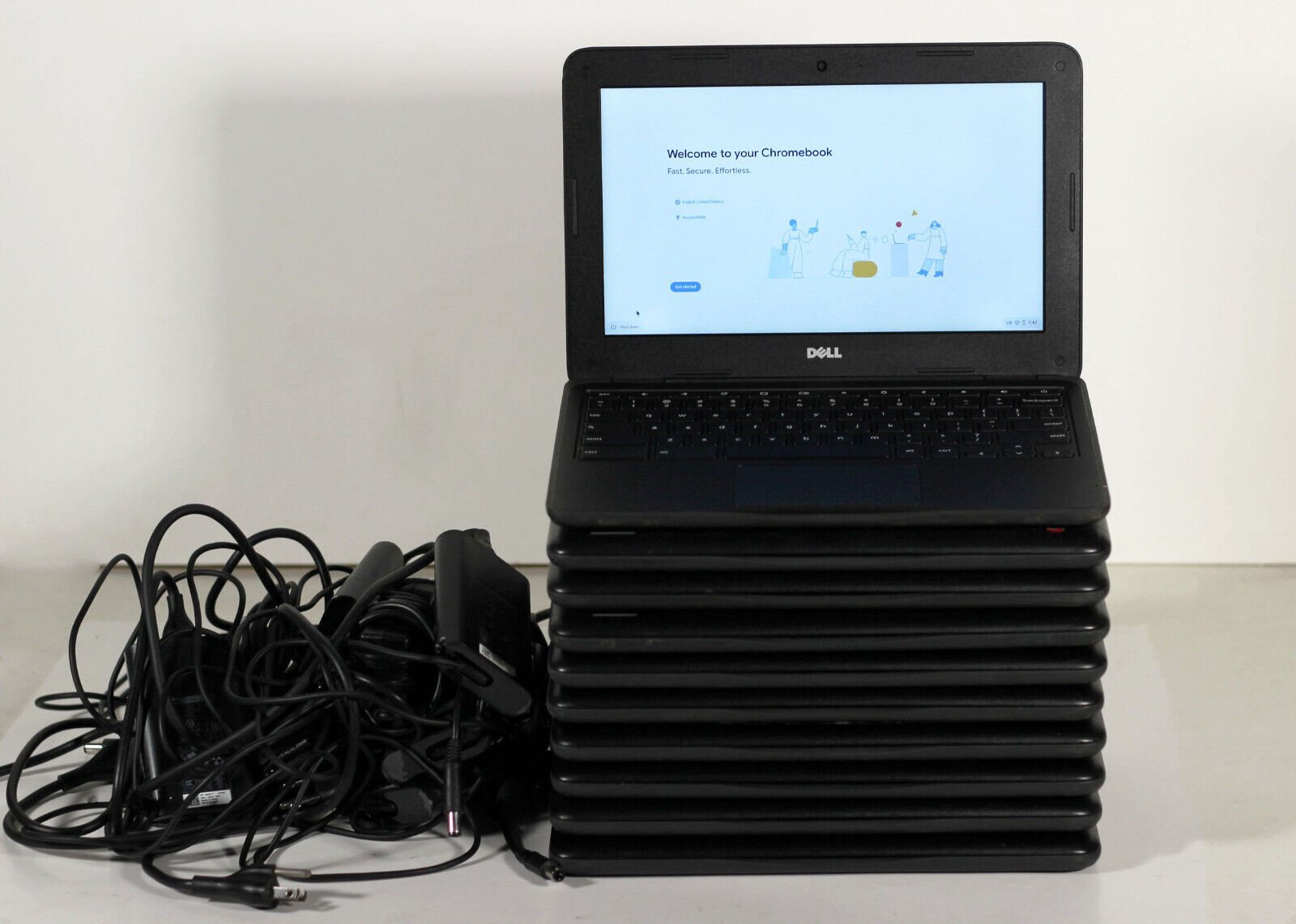 Lot of 10 - Dell Chromebook 11 3180 11.6" Celeron N3060 4GB RAM 16GB SSD Charger Dell 3VK89