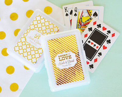 50 Personalized Gold or Silver Foil Playing CARDS Birthday Bridal Wedding Favor Event Blossom