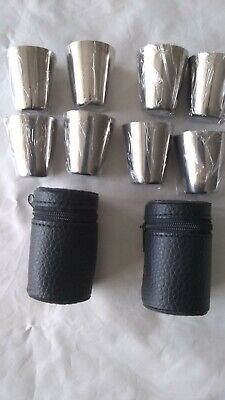 1 Oz Stainless Steel Shot Glass with Leather Case - 2 Sets  Case
