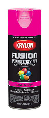 Krylon Fusion All-In-One Gloss Hot Pink Paint + Primer Spray Paint 12 Oz. Krylon K02708007
