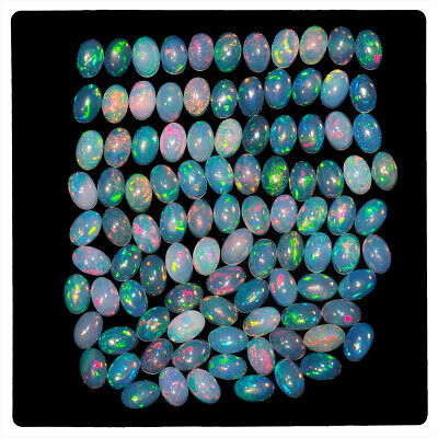 12 Pcs Natural Ethiopian Opal 6mm*4mm Oval Untreated Loose Cabochon Gemstones Selene Gems