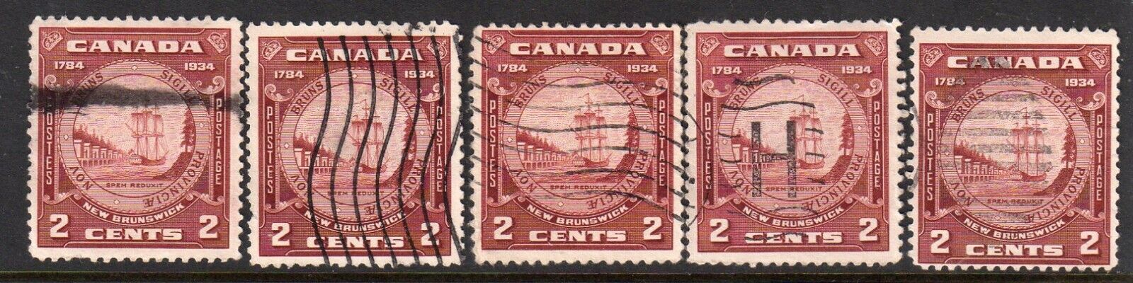 CANADA = 1934 New Brunswick 150th Anniv. 2c Brown. SG334. 11 stamps to clear. Без бренда - фотография #3