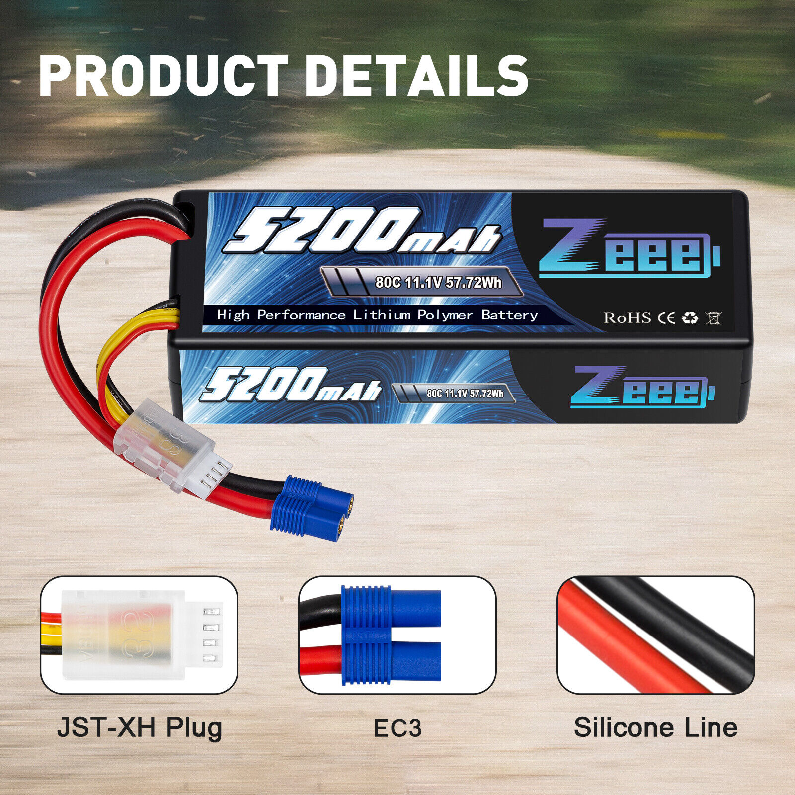 2x Zeee 11.1V 80C 5200mAh EC3 3S LiPo Battery for RC Car Truck Helicopter Buggy ZEEE Does Not Apply - фотография #2