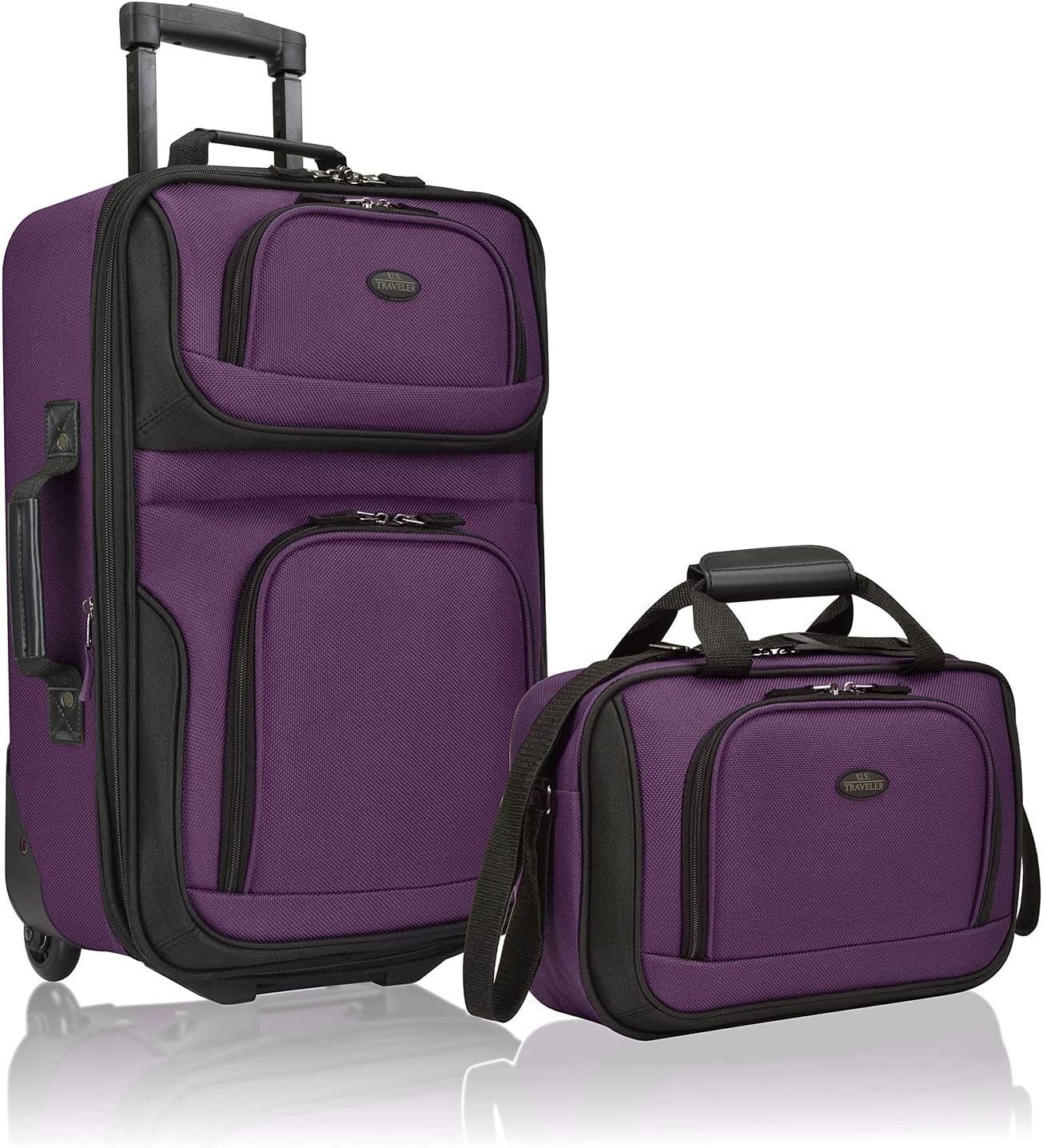 U.S. Traveler 2 Piece Expandable Softside Luggage Set 21" Carry On Tote Bag US Traveler Does Not Apply