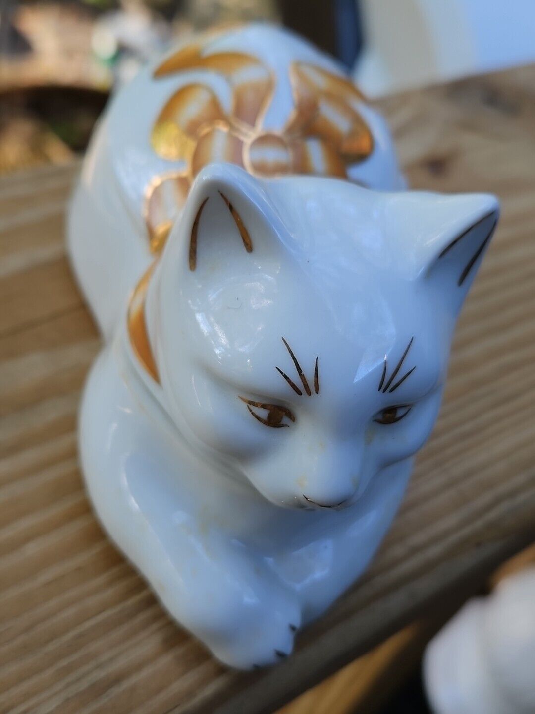 Elizabeth Arden Cat Trinket Box Candle Scented GOLD GILT Vintage Porcelain  Без бренда - фотография #3