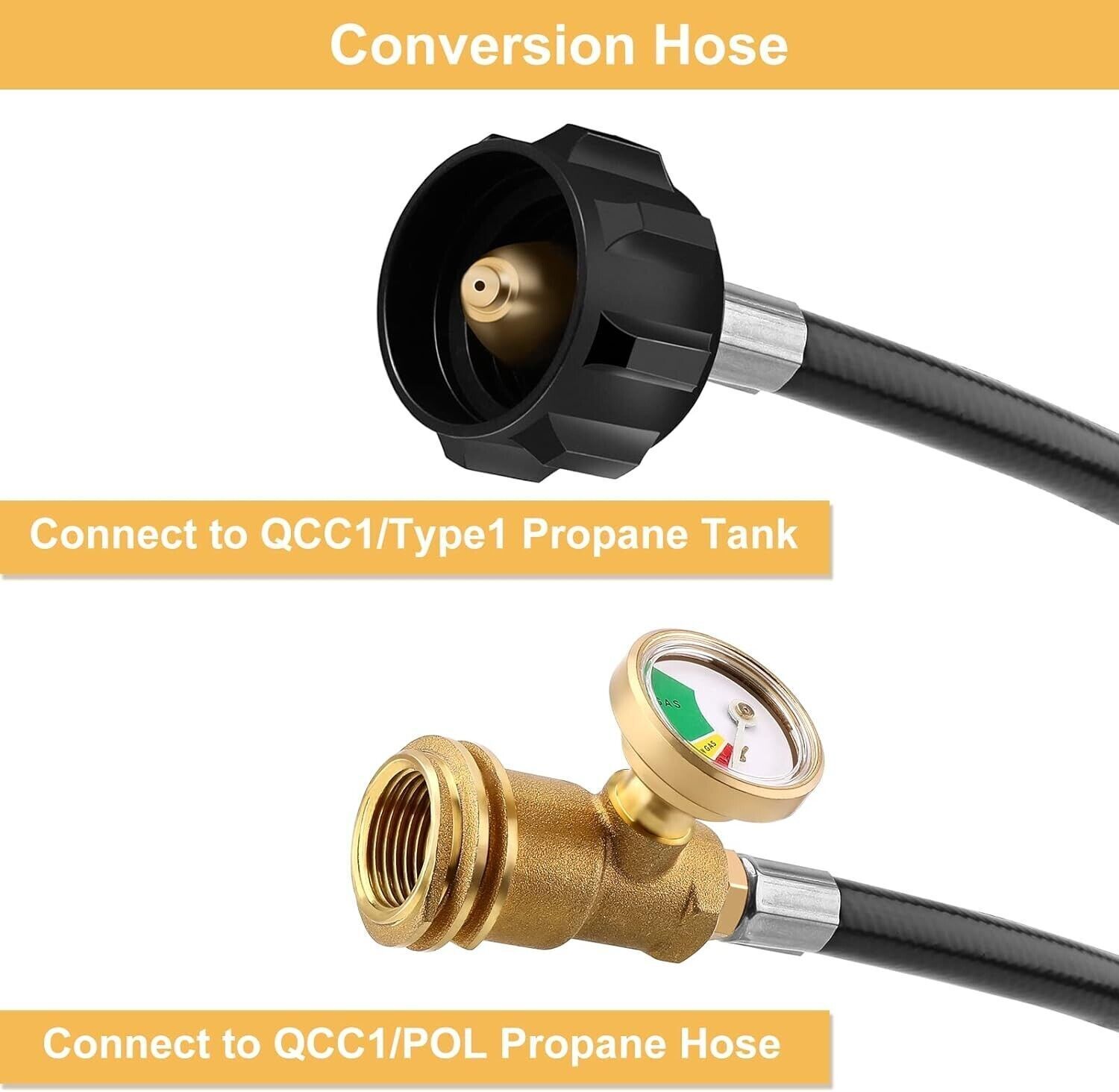 US 12FT Propane Extension Hose w/Gauge for Propane Tank for Most Propane Applian Unbranded - фотография #2