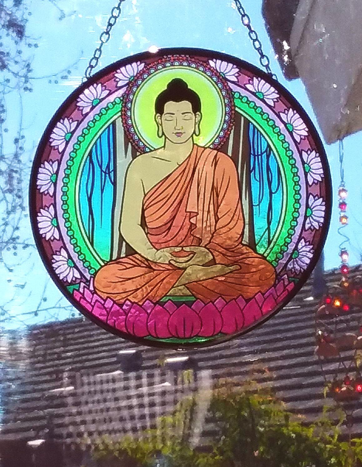 BUDDHA SUNCATCHER, 6" Stained Glass Look HINDU God Buddha Suncatcher,Buddhist Без бренда - фотография #2