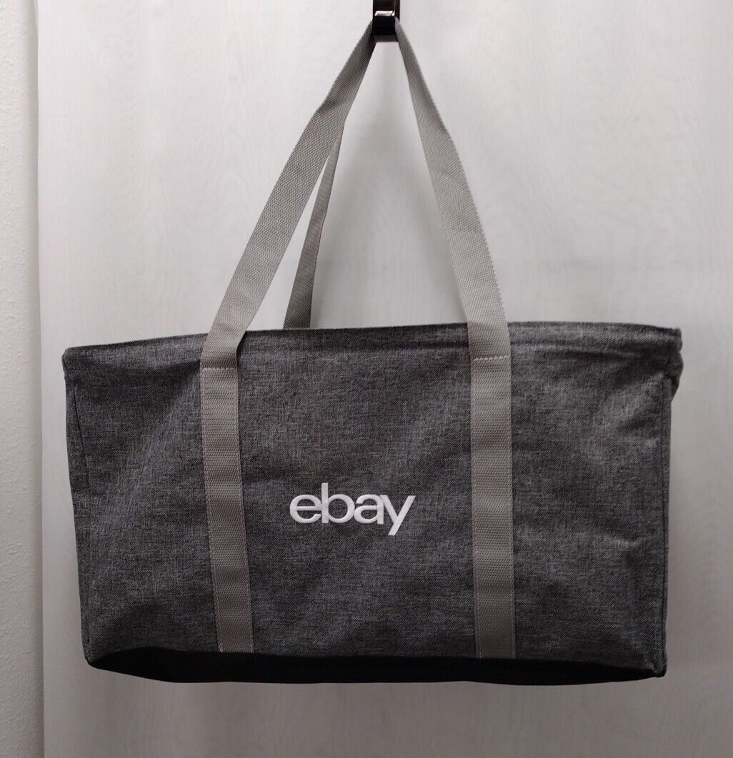 eBay Logo Reusable Open Tote Bag Large Gray Fabric Wire Frame 20x19x12" ebayana Без бренда - фотография #2