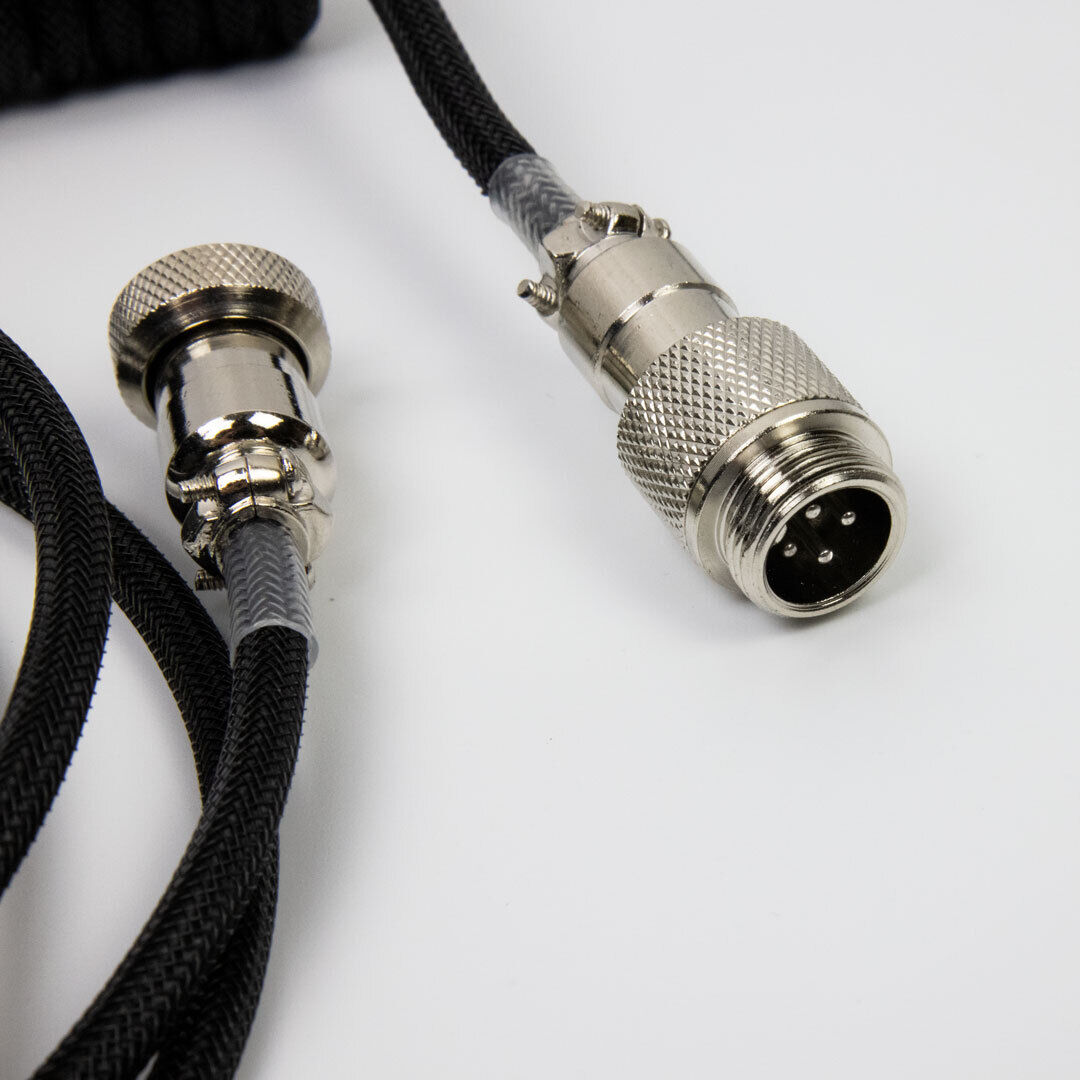 Black Coiled USB C cable with Aviator Connectors Flashquark - фотография #5