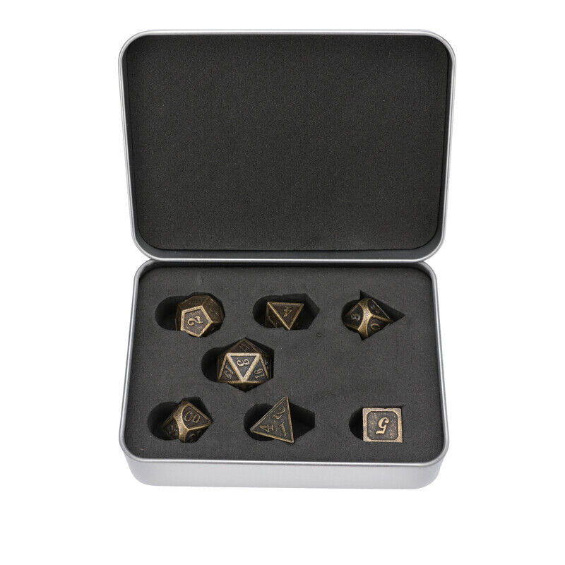 7Pcs/set Antique Metal Polyhedral Dice DND RPG MTG Role Playing Game With Box Unbranded Does not apply - фотография #5