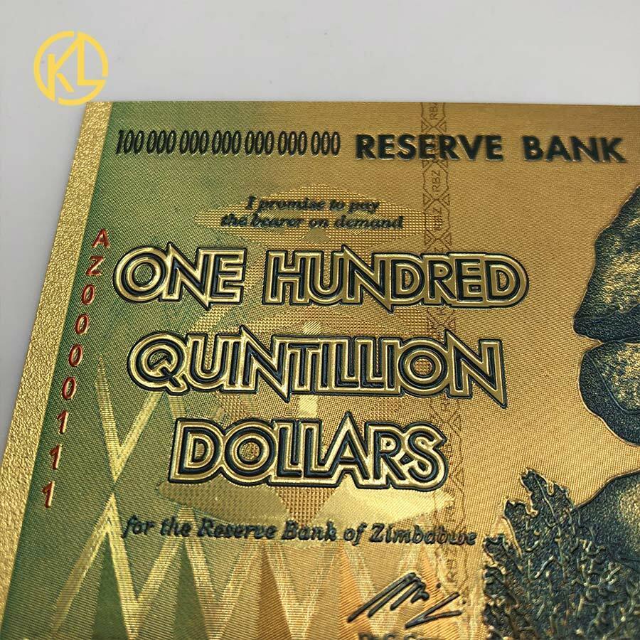 10 pcs/lot  Zimbabwe100 Quintillion Dollars Gold Banknotes for collection Без бренда - фотография #6