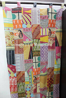 Indian Old Sari Patchwork Curtain Door Drape Boho Decor Cotton Multi Kantha Pair Decor Does Not Apply - фотография #2