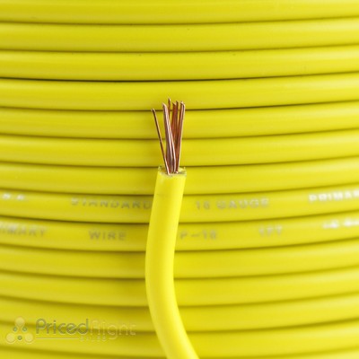 25' Ft Section 18 Gauge Remote Wire Yellow CCA AWG Power Primary Flexible Cable Audiopipe AP-18-Yellow-25FT