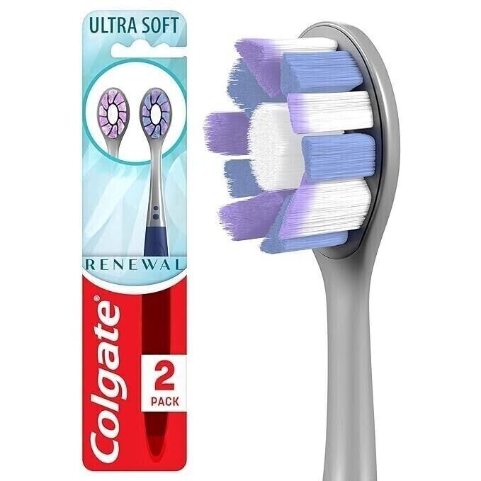 Colgate Renewal Ultra Soft Toothbrush 2 Pack High Density Floss Tip Bristles NEW Colgate Colgate Renewal Ultra Soft Toothbrush 2 Pack High
