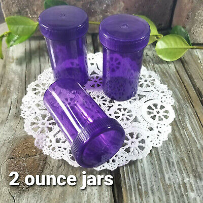 10 Empty Purple Pill Bottles Screw Caps JARS Candy #4314 Container 2 ounce USA   DecoJars