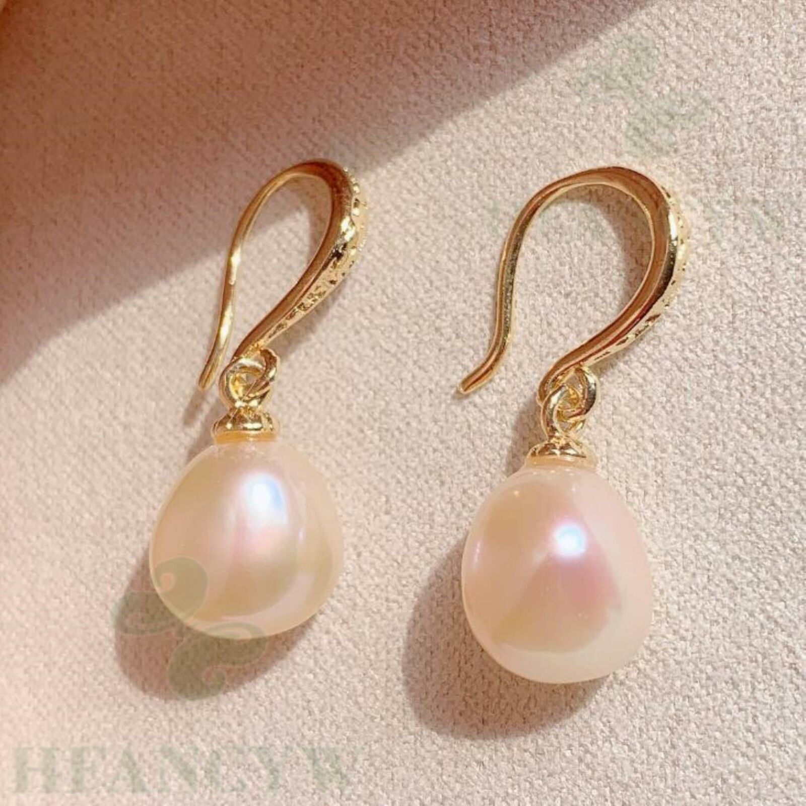 White Baroque Pearl Earring 18k Ear Drop Dangle Hook Cultured Mesmerizing Unbranded 3 - фотография #7
