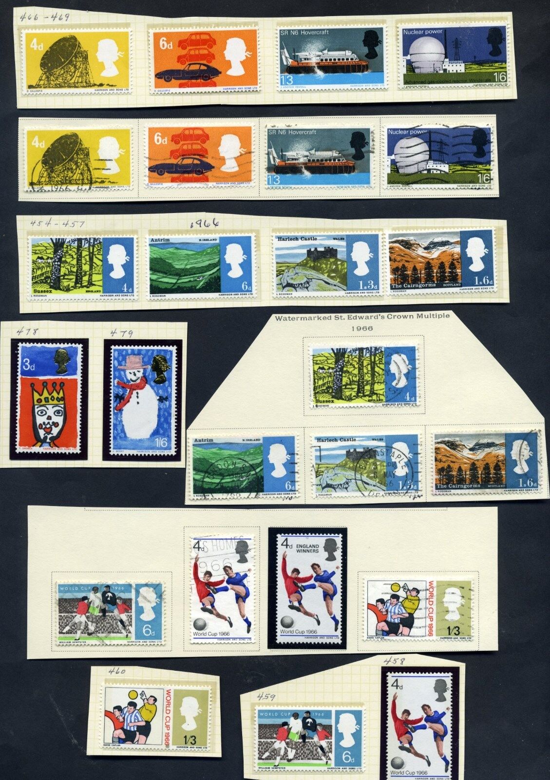 Lot of 55 stamps, UK, 1966 Scott 444, 445, 452-464, 466-479, (28MNH) Без бренда - фотография #3