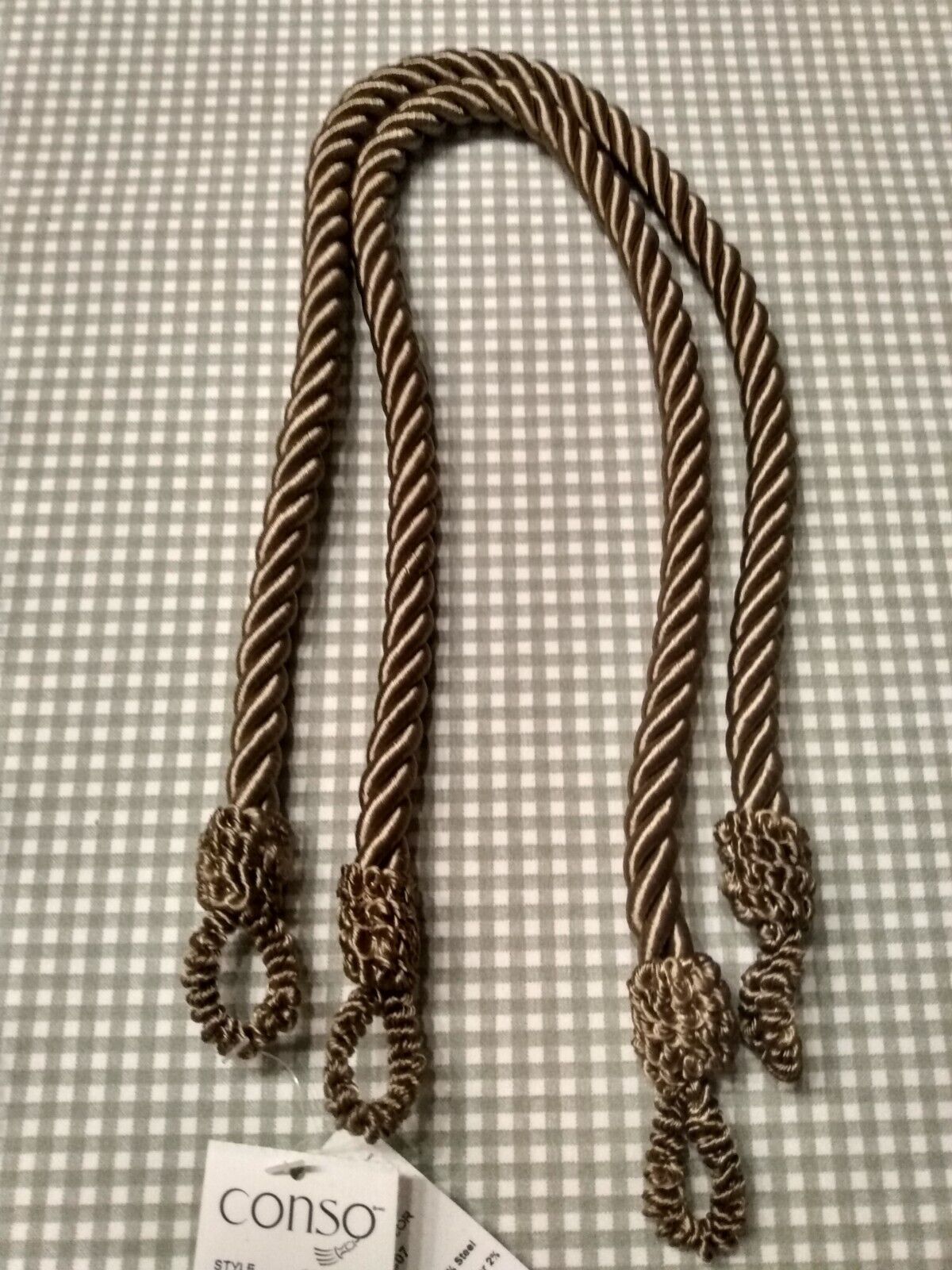 Curtain Tiebacks Drapery Conso Twisted Cord 22 Inches Lot of 2 Bronze Brown New Conso na - фотография #5