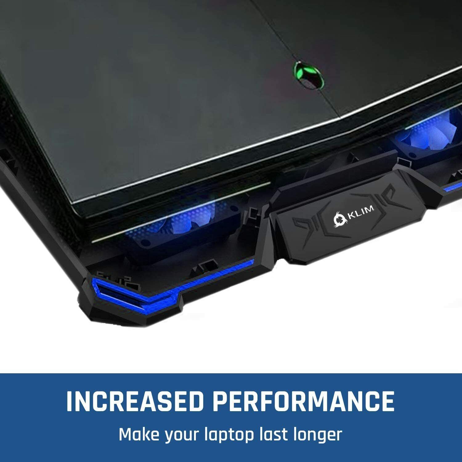 KLIM Cyclone Laptop Cooling Pad & Stand, 5 Fan Notebook Cooler, Blue LED Backlit KLIM B01MU2T4F6 - фотография #5