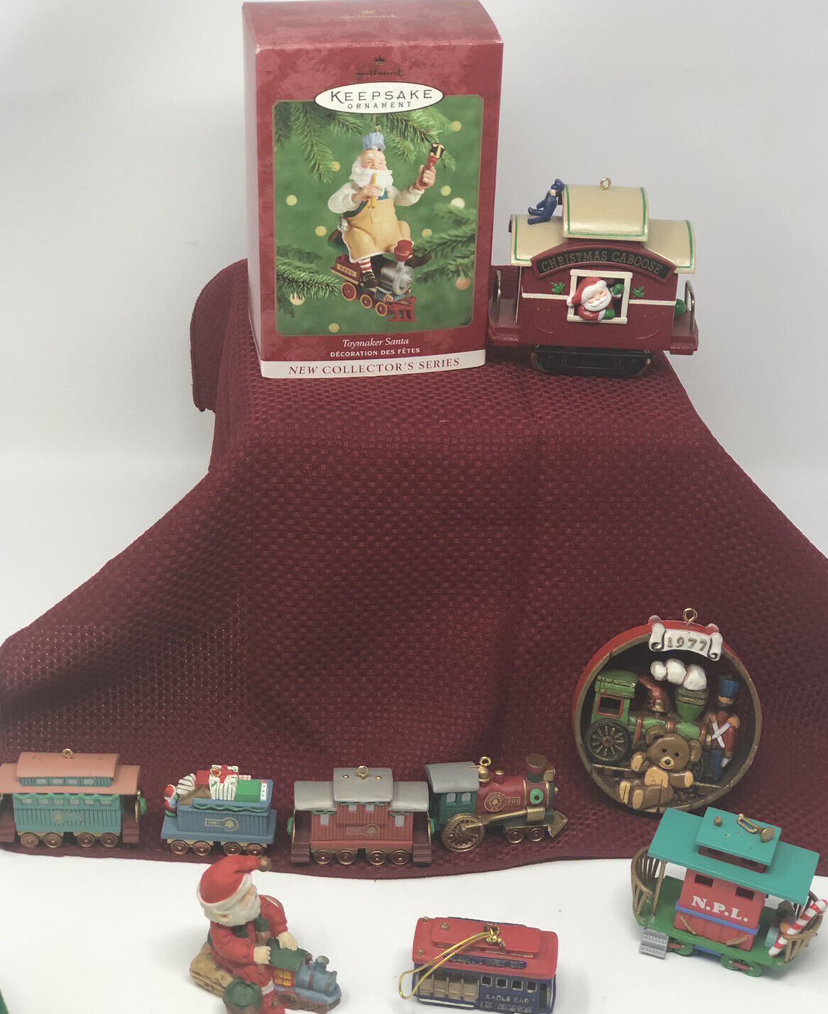10 Train Themed Ornaments Hallmark  Keepsake 1977, 1989, 2000, 1991 4 pc Series Hallmark