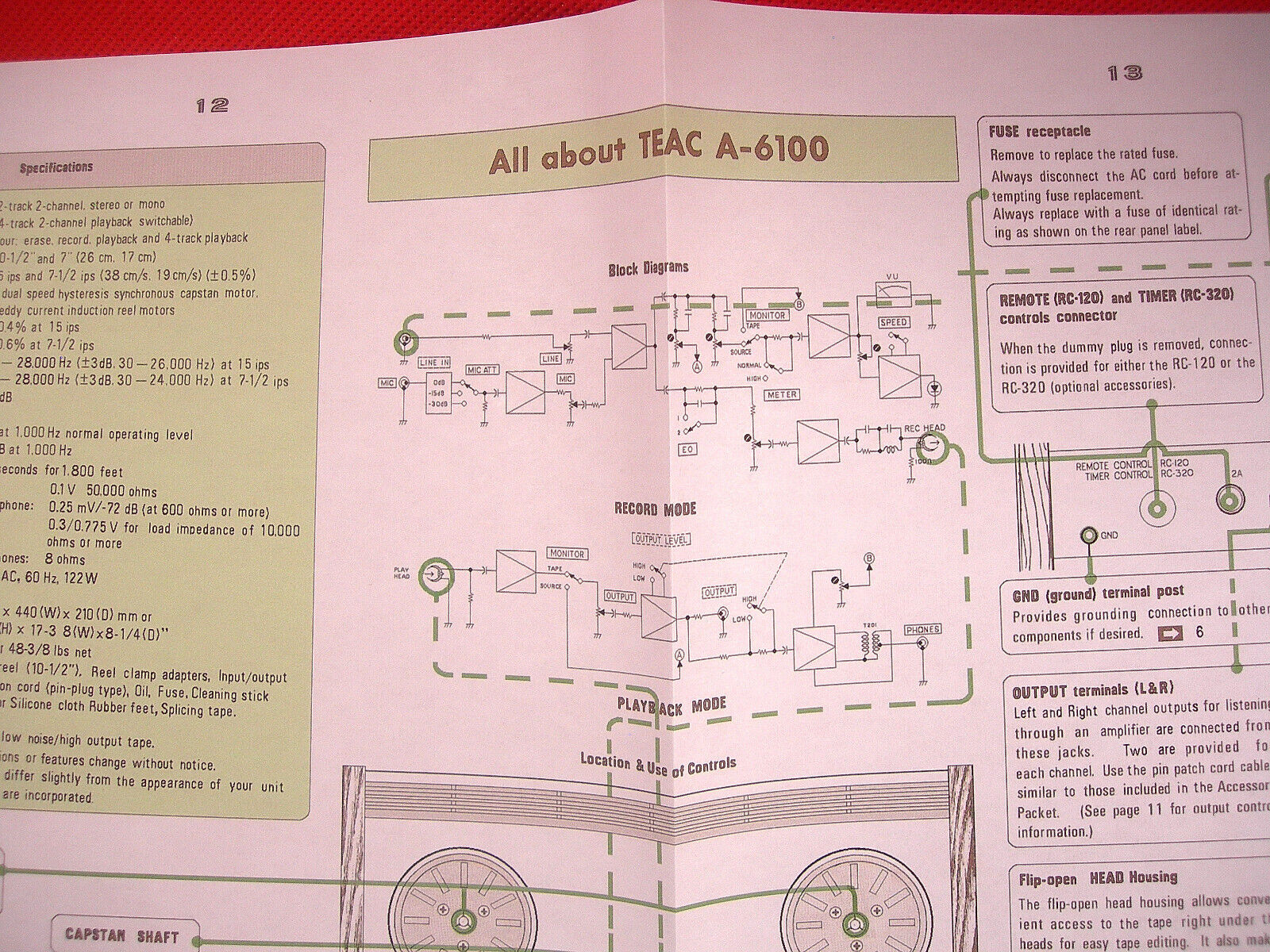 ONE NEW COPY TEAC A-6100 REEL TO REEL TAPE DECK RECORDER OWNER'S MANUAL TEAC A-6100 - фотография #8