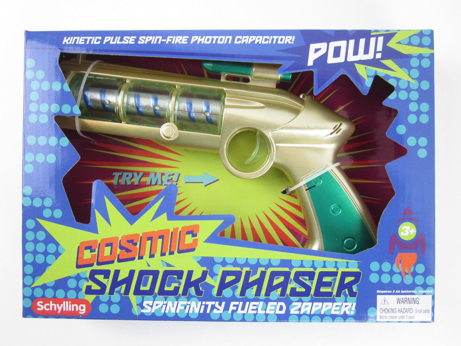 COSMIC SHOCK PHASER Photon Lights Blaster Laser Sound Ray gun Atomic Space Toy Schylling - фотография #3