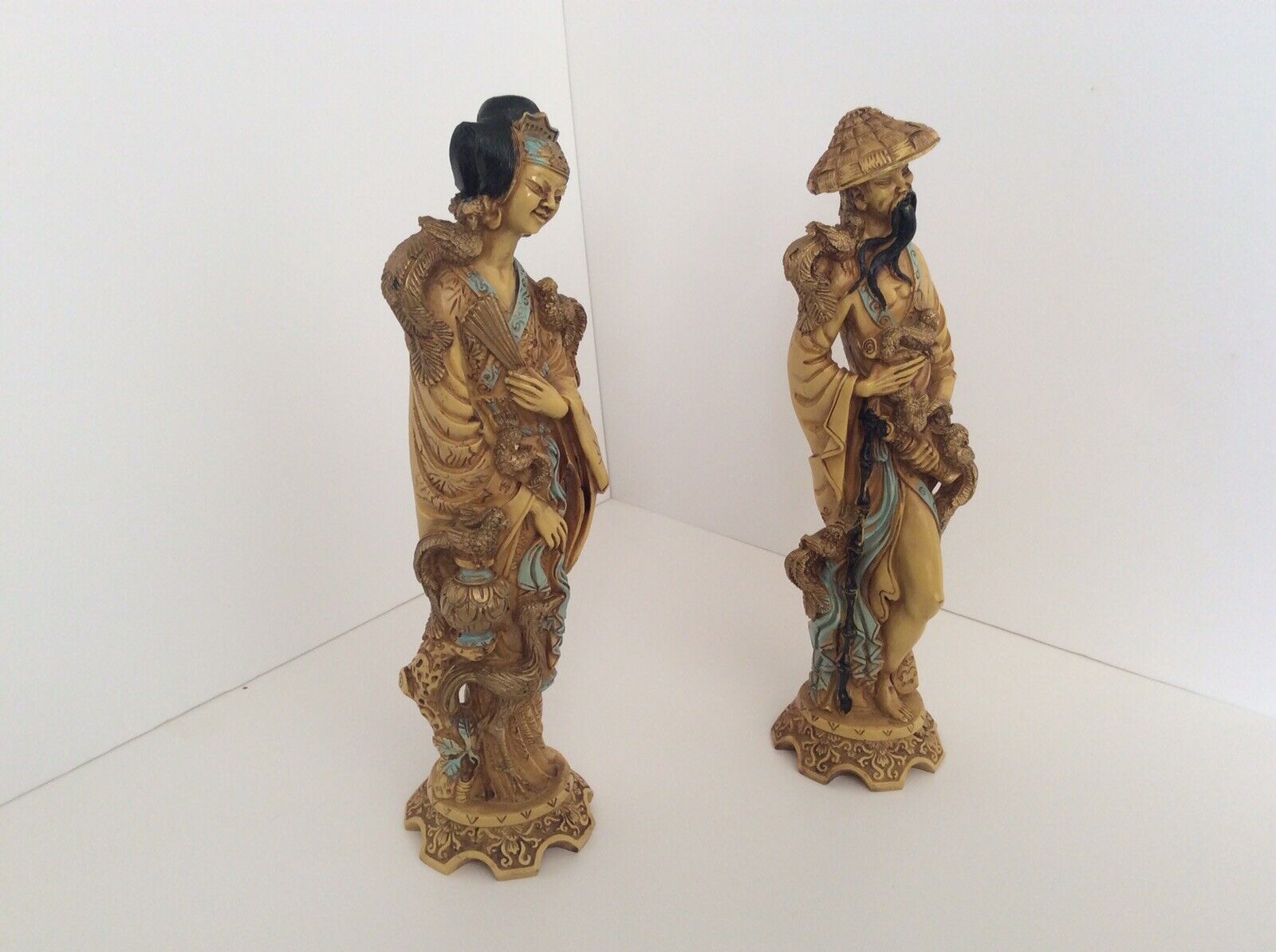 Handmade Carving Beautiful People Man & Woman Elegant Statue Chinese Asian Origi Без бренда - фотография #4