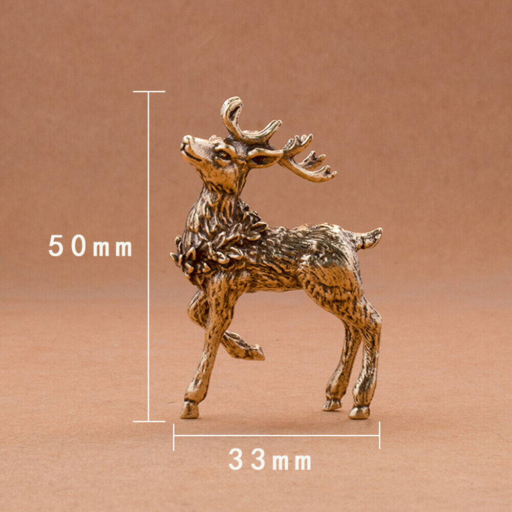 2Pcs Solid Brass Sika Deer Figurine Small Statue Home Ornament Figurines Без бренда - фотография #4