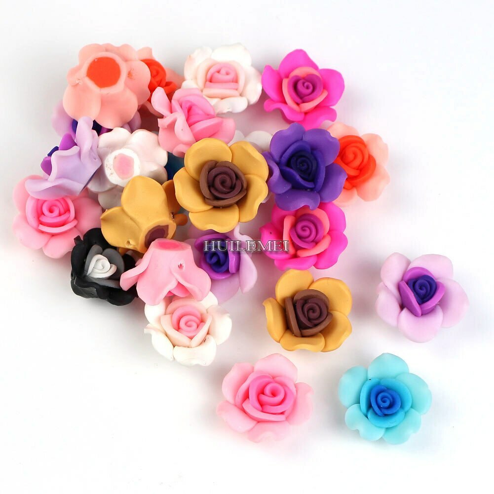 20pcs/lot 25mm Mixed Color Polymer Clay Flower Beads DIY Bracelet Jewelry Making HUILEMEI Does Not Apply - фотография #4
