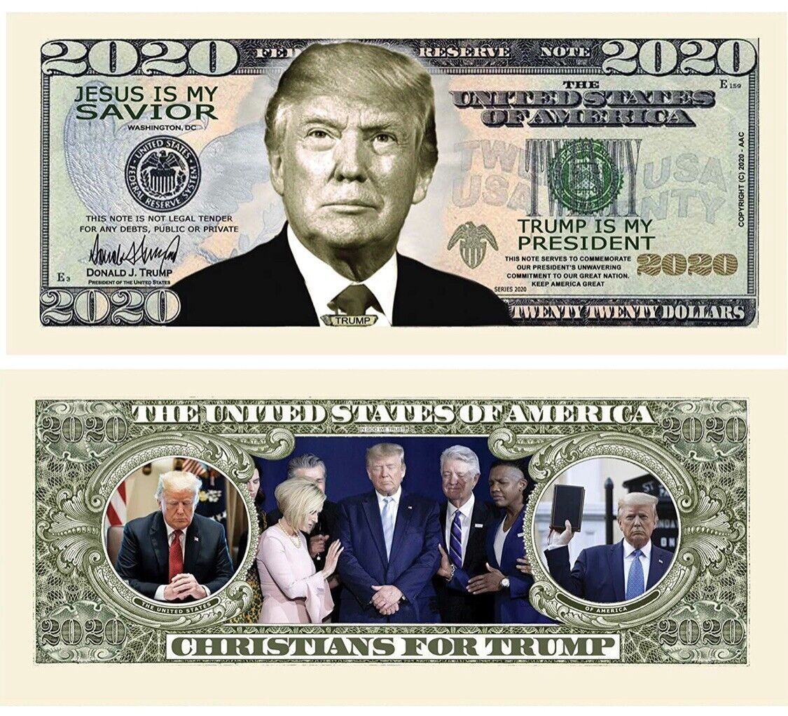 Donald Trump 2020 Christians Pack of 10 Collectible Funny Money Dollar Bills Без бренда NM476-25