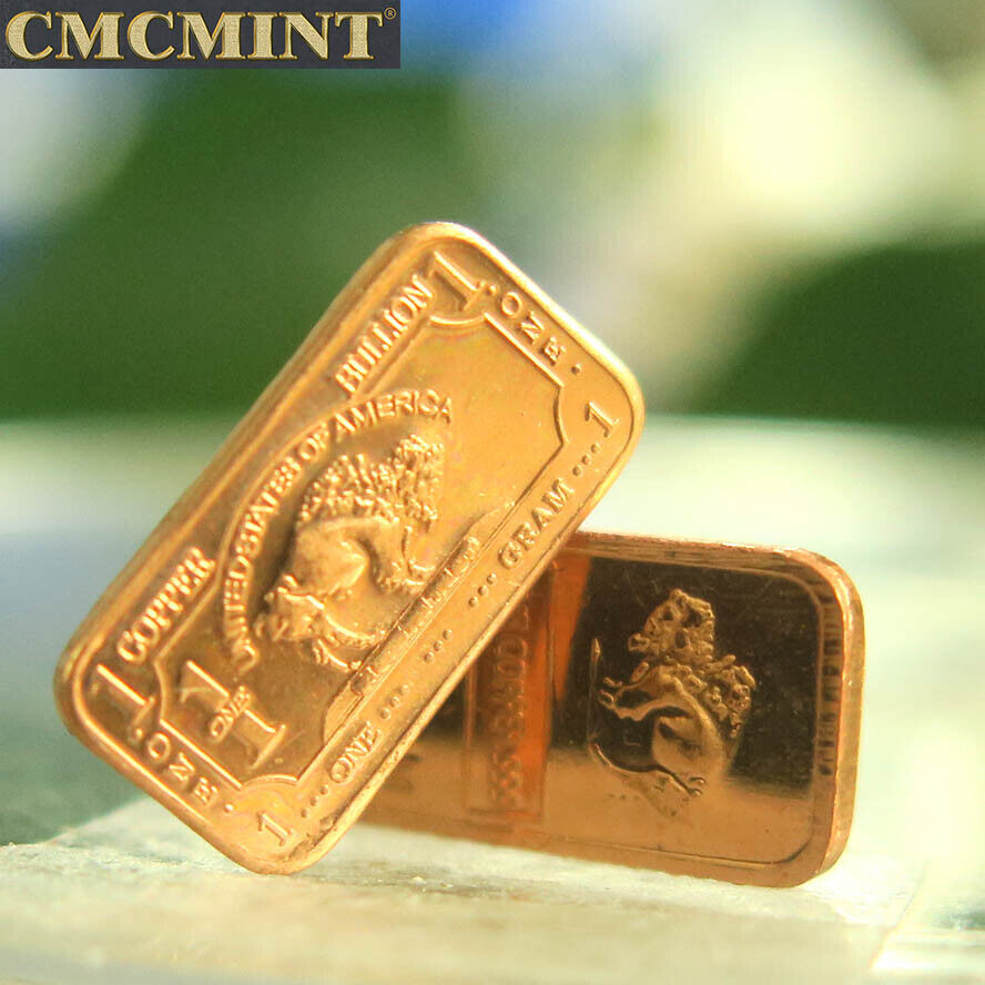 1 gram solid pure Copper buffalo bar, 10pcs/lot, free shipping to worldwide CMCMINT A111 - фотография #4