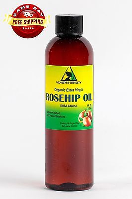ROSEHIP SEED OIL UNREFINED ORGANIC EXTRA VIRGIN COLD PRESSED PREMIUM PURE 4 OZ H&B OILS CENTER