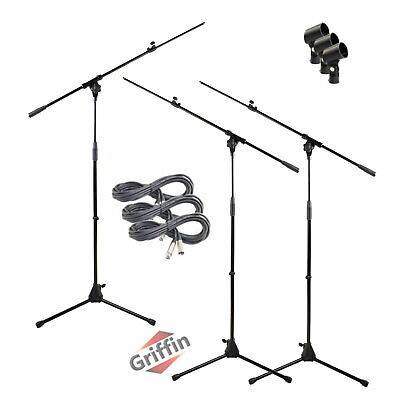 GRIFFIN Microphone Stand 3-PACK Boom Arm Holder XLR Cable Mic Clip Stage Studio Griffin LG-AP3614(3)Cable