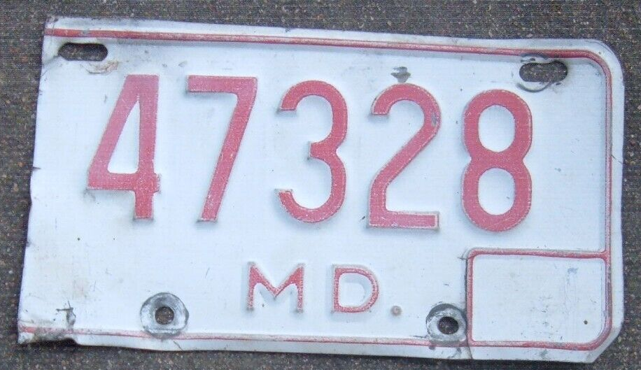 MARYLAND Vintage 1970s Motorcycle  License plate  47328 Без бренда