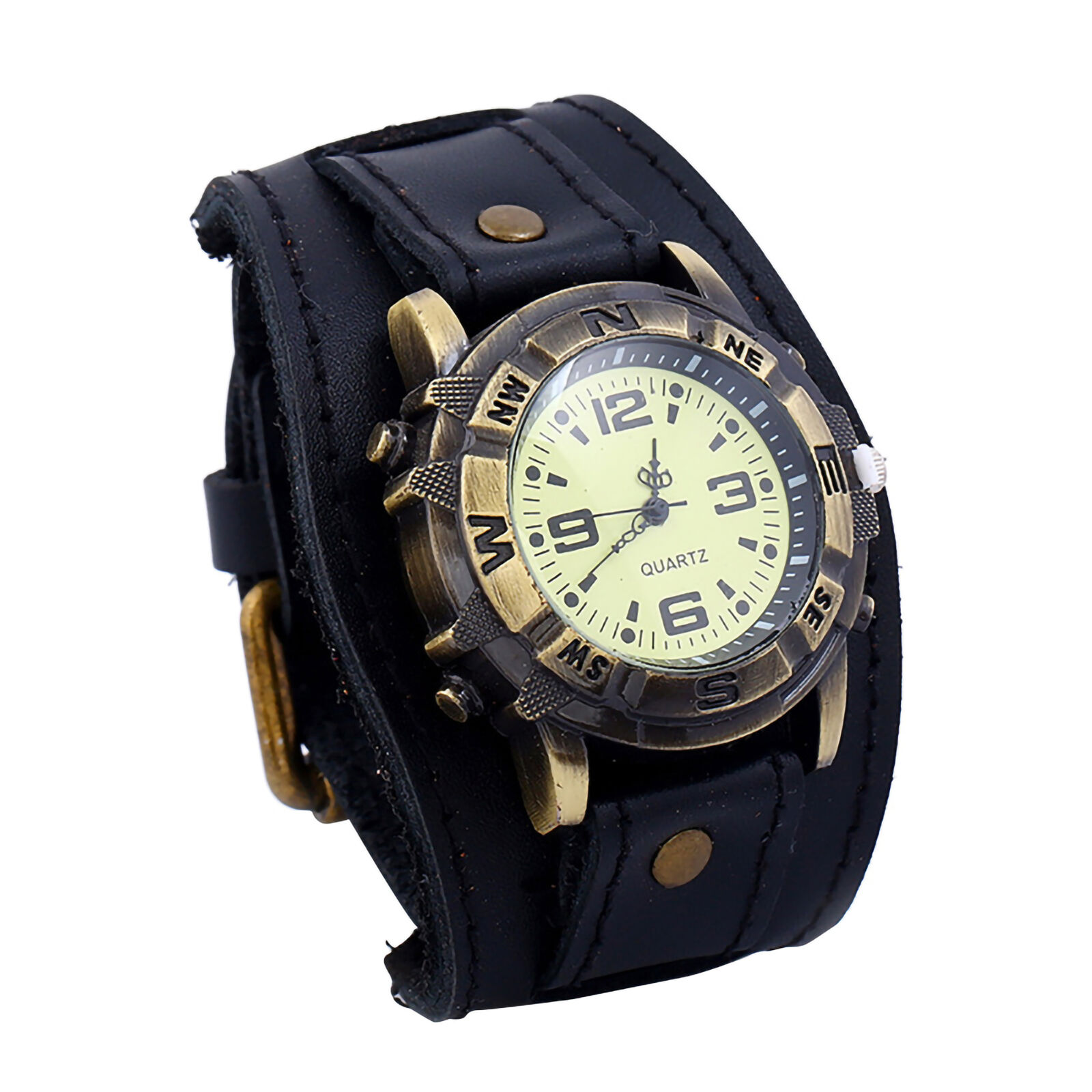 Quartz Wristwatch Round Dial Durable Faux Leather Band Watch Adjustable Unbranded - фотография #9