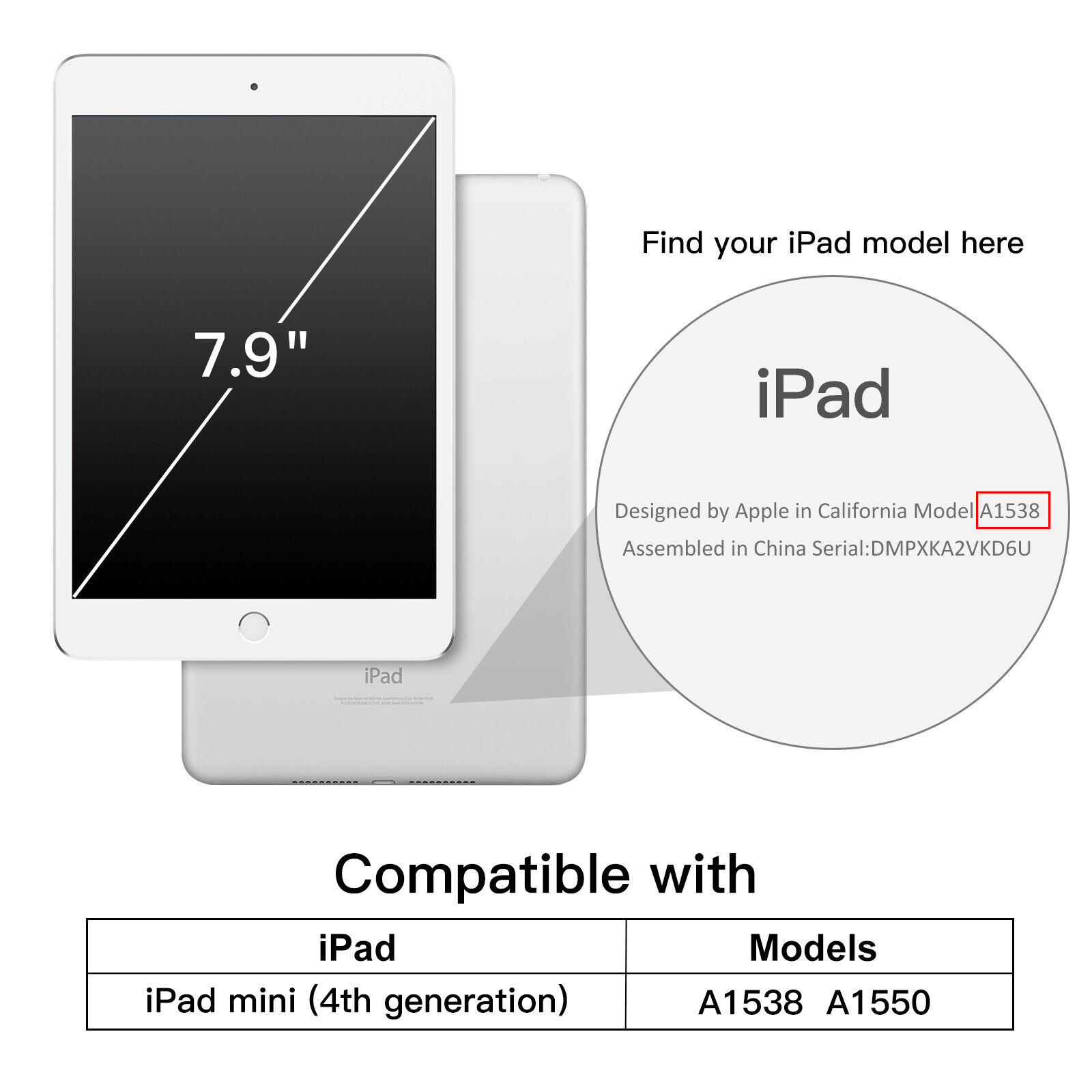 JETech Case for Apple iPad Mini 1 2 3 4 Smart Cover with Auto Sleep/Wake JETech 0470-CS-GOLD-MINI-BK - фотография #3