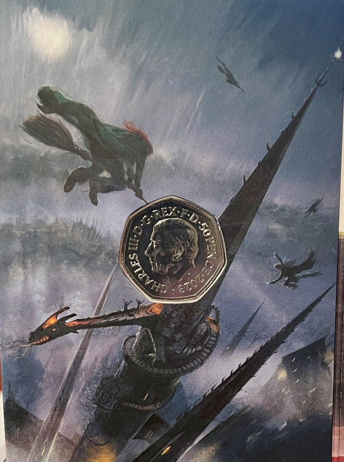 Royal Mint 2023 Harry Potter Hogwarts Color Coin in Folder! BU 50p Coin #4of4 Без бренда - фотография #12