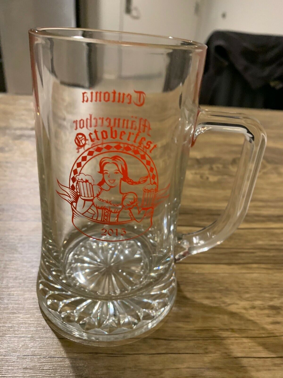 2015 Octoberfest Teutonia Mannerchor Glass Mug approx .4L Vintage Без бренда