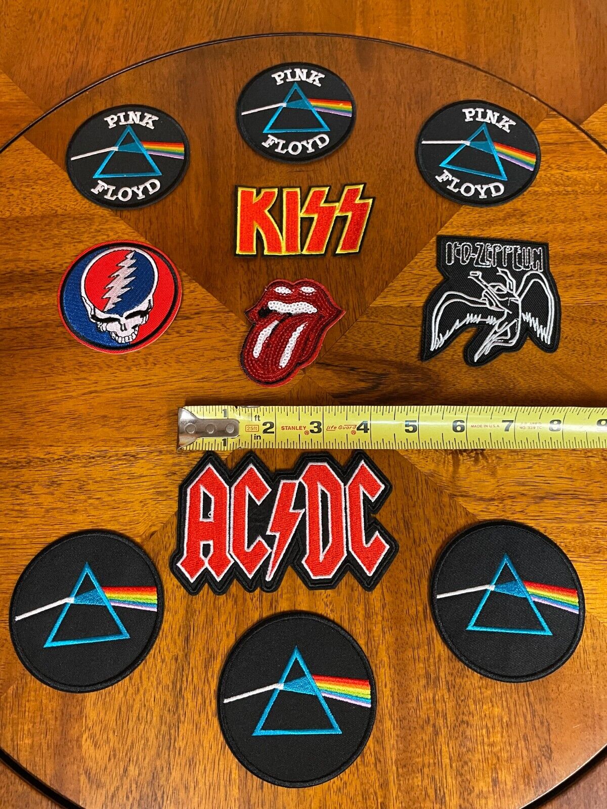 Lot of 11 HARD ROCK "IRON-ON PATCHES"  PINK FLOYD*ZEPPELIN*STONES*DEAD*ACDC*KISS X