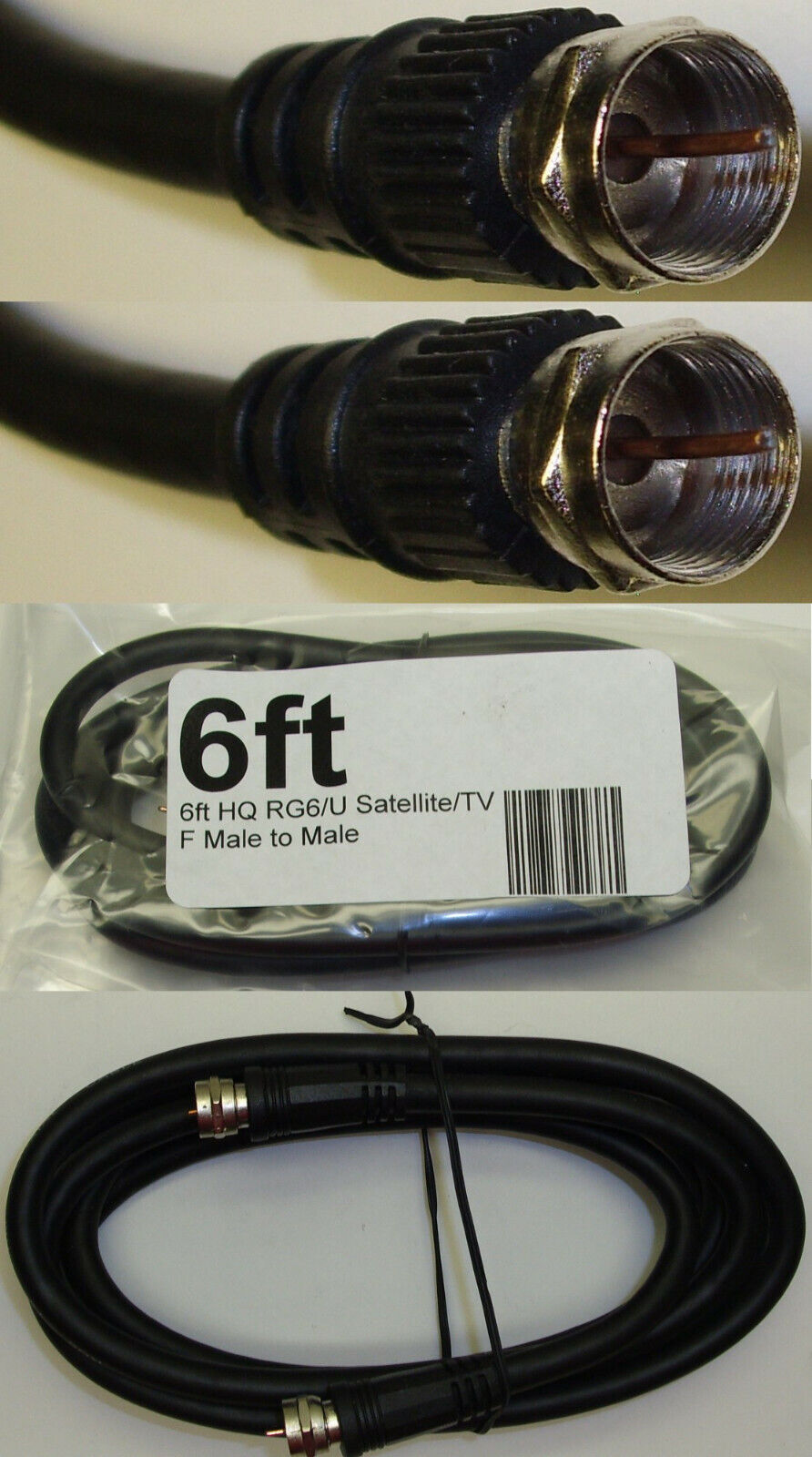 Lot10 6ft RG6 Screw on F,75ohm Coax/Coaxial TV/Satellite/Cable/Digital Cord/Wire COAX ZBM