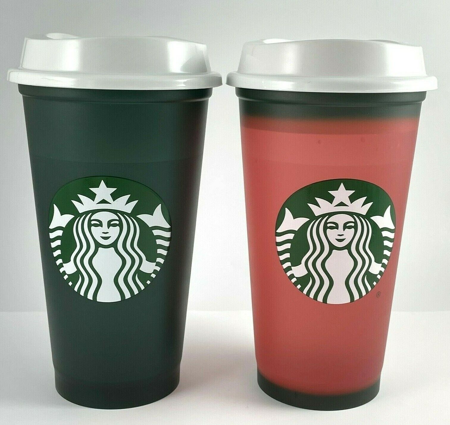 2 Starbucks 2020 Color Changing Reusable Cups Green To Red Holiday Xmas Hot  Starbucks