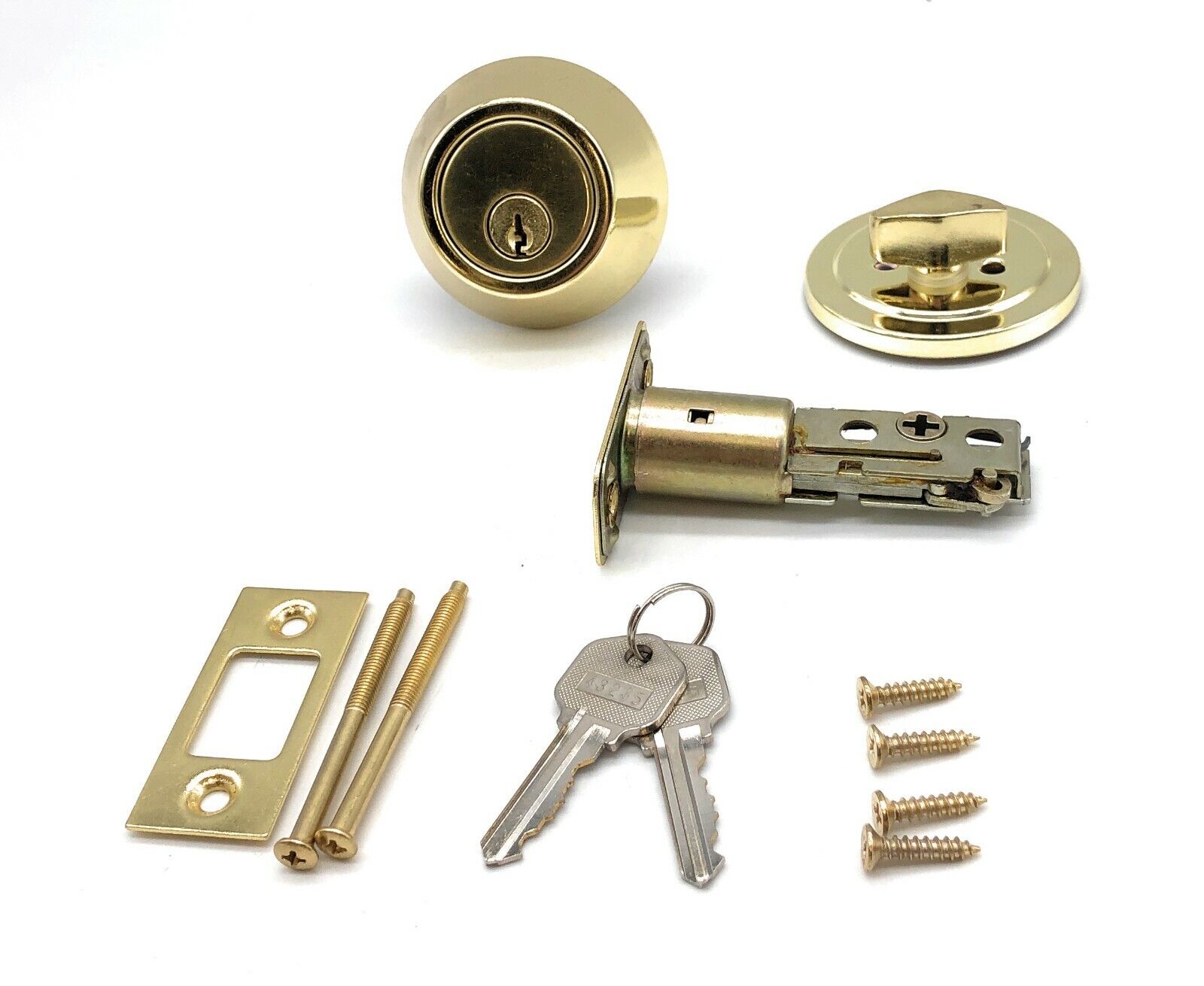 [4 Pack] Keyed Alike Deadbolts Adjustable 2-3/8" or 2-3/4",Polished Brass Finish Vault Locks 14-1426 - фотография #2