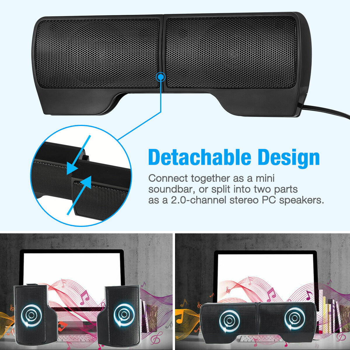 USB Wired Computer Speakers AUX Stereo Bass Music Player For Desktop Laptop PC Ombar Computer Speakers - фотография #5
