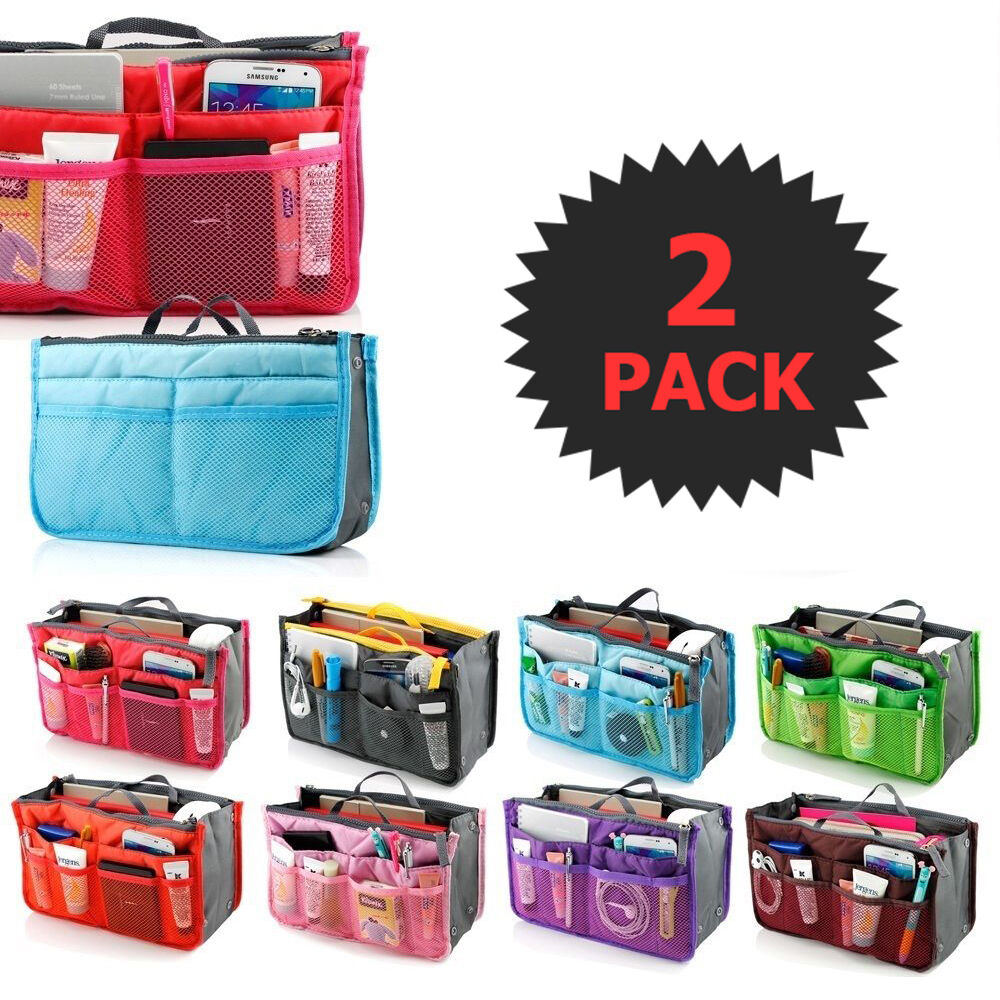 2 X Purse Organizer Insert Pack Women Travel Set Handbag Liner Tidy Dual GIFT  Unbranded