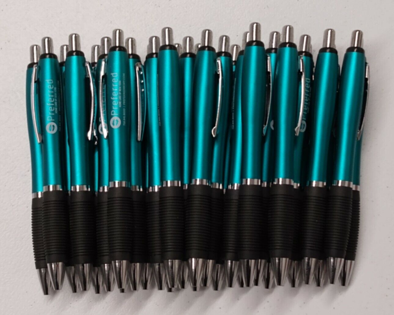 30ct Lot Retractable Misprint Pens Thick Barrel Rubber Grip TEAL/AQUA BLUE/GREEN Misprint Does Not Apply
